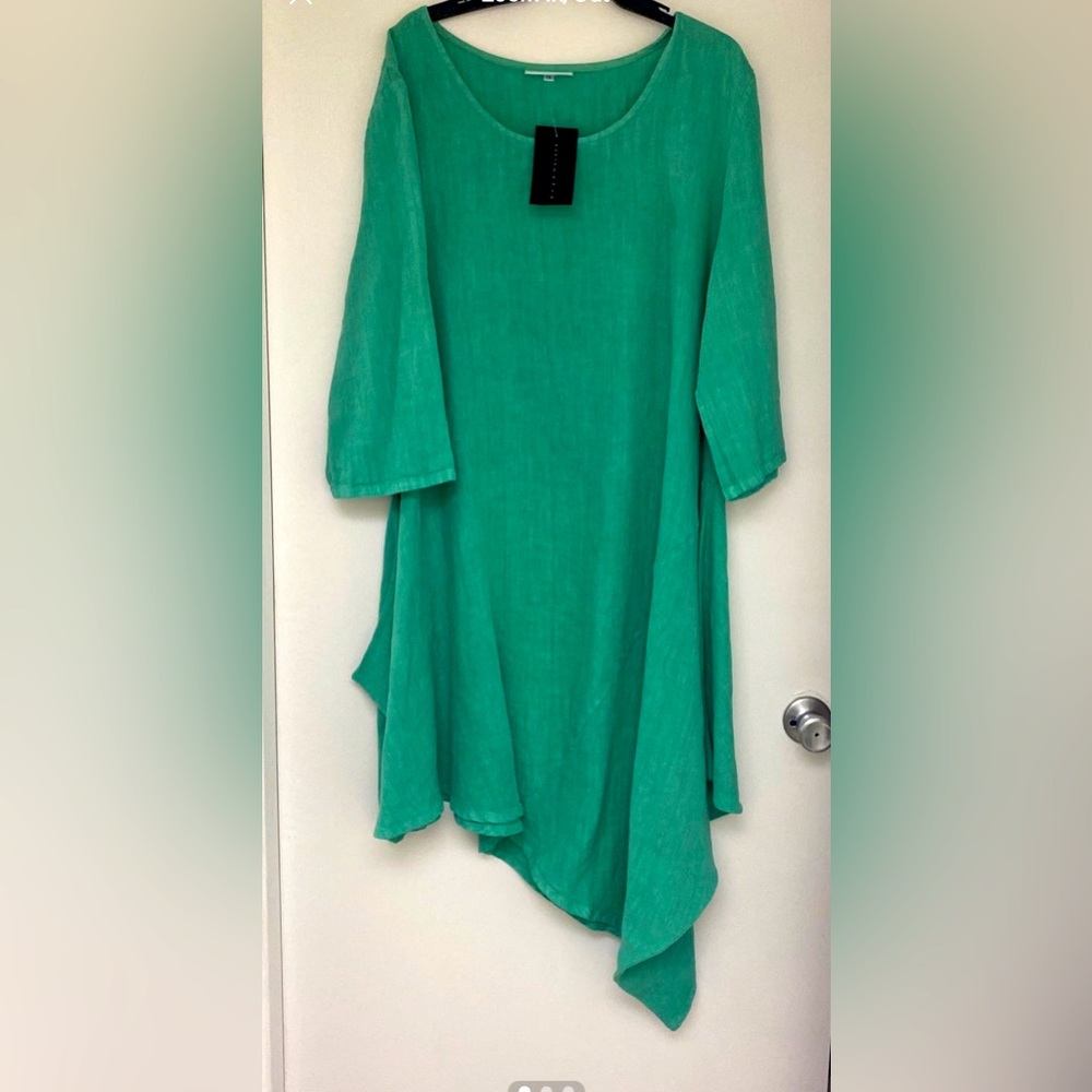 NWT. Bryn Walker Linen Green  Tunic / Dress size 1X